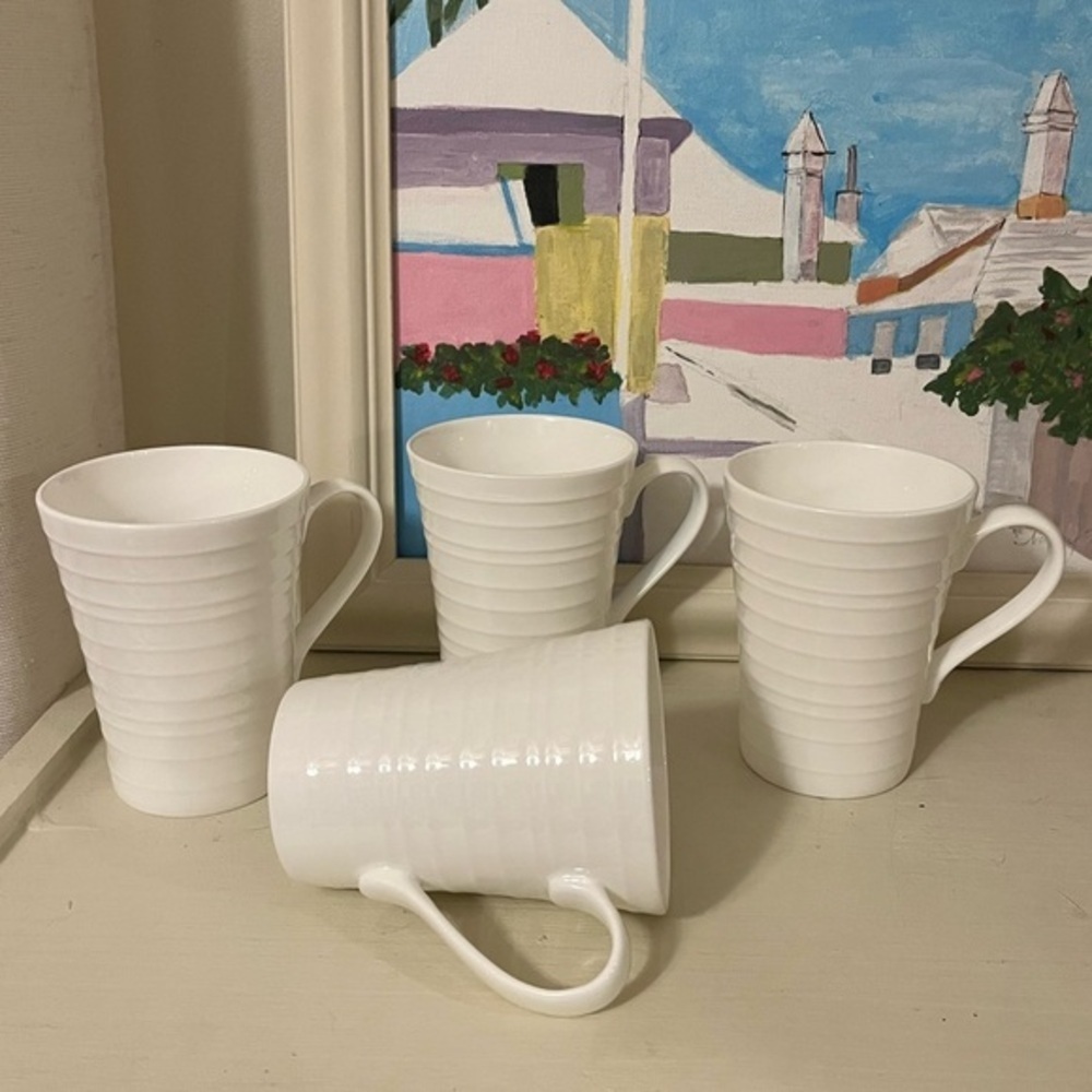 Mikasa Ciara Elegant White Ceramic 10 oz. Mugs Set of Four - Picture 8 of 15